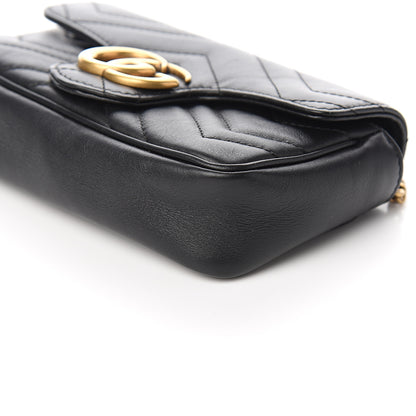 Gucci Calfskin Matelasse Super Mini GG Marmont Shoulder Bag Black 9 of 10