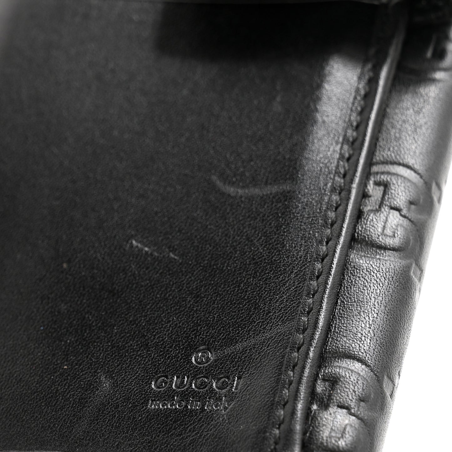 Guccissima Margaux Calfskin Metal Bar Continental Flap Wallet Black