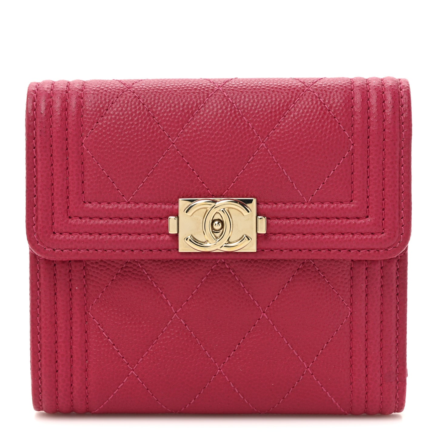 Caviar Quilted Compact Boy Wallet Pink
