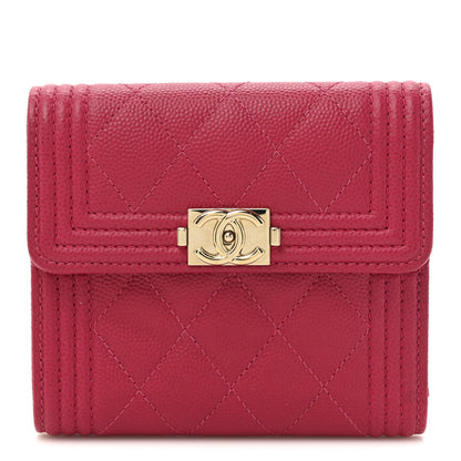 Chanel Caviar Quilted Compact Boy Wallet Pink 1 of 10