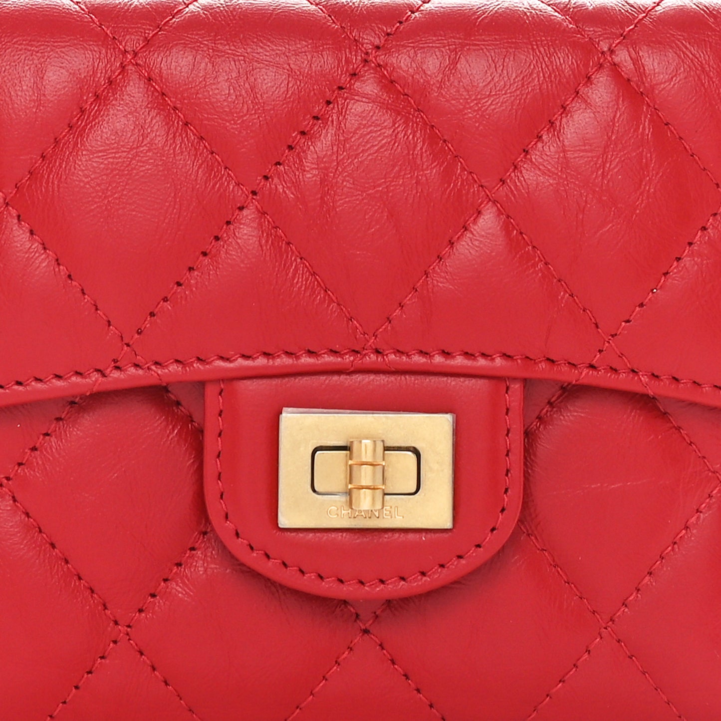 Aged Calfskin Quilted Reissue Compact Wallet Red