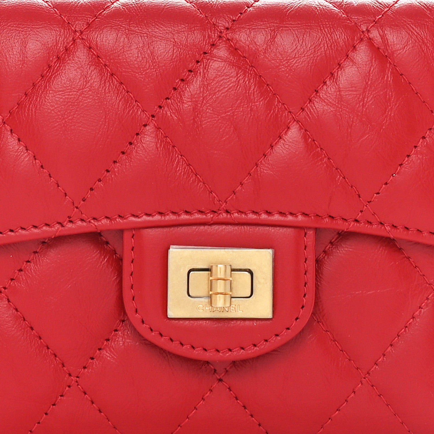 Chanel Aged Calfskin Quilted Reissue Compact Wallet Red 5 of 10