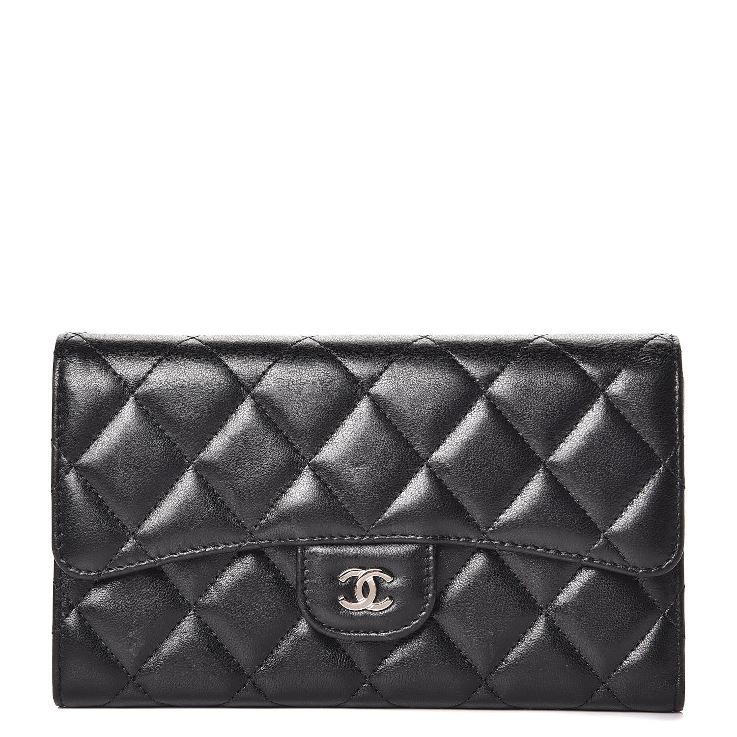 Chanel Lambskin Quilted Large Flap Wallet Black 1 of 12