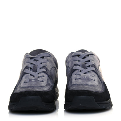 Chanel Suede Calfskin CC Sneakers 37.5 Grey 2 of 7