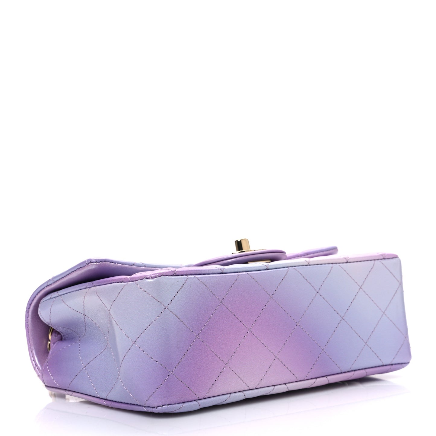 Calfskin Quilted Cloudy Tie Dye Mini Rectangular Flap Purple Blue Pink