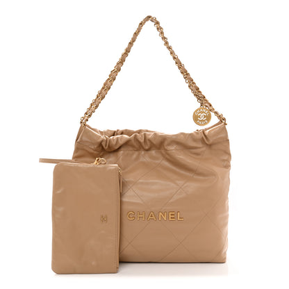 Chanel Shiny Calfskin Quilted Small Chanel 22 Beige 3 of 12