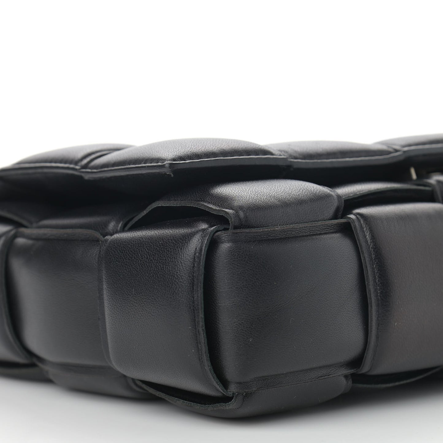 Lambskin Maxi Intreccio Padded Chain Cassette Crossbody Bag Black