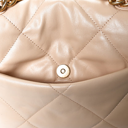 Chanel Shiny Goatskin Quilted Medium Chanel 19 Flap Beige 12 of 15