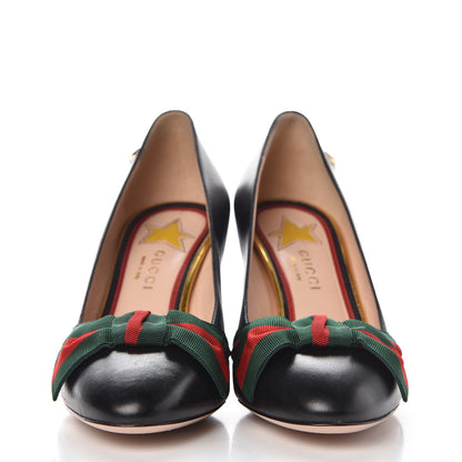 Gucci Malaga Kid Web Bow Aline Pumps 35.5 Black 2 of 10