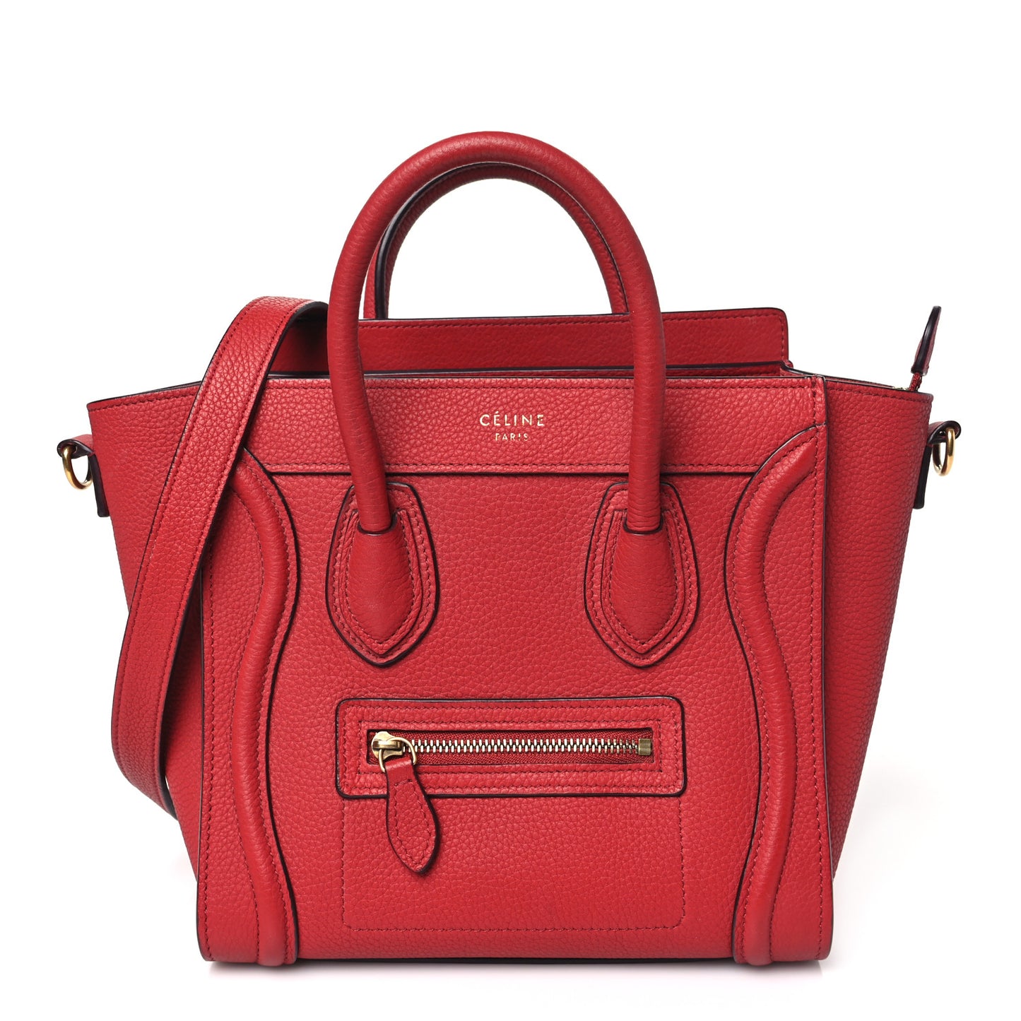 Drummed Calfskin Nano Luggage Red
