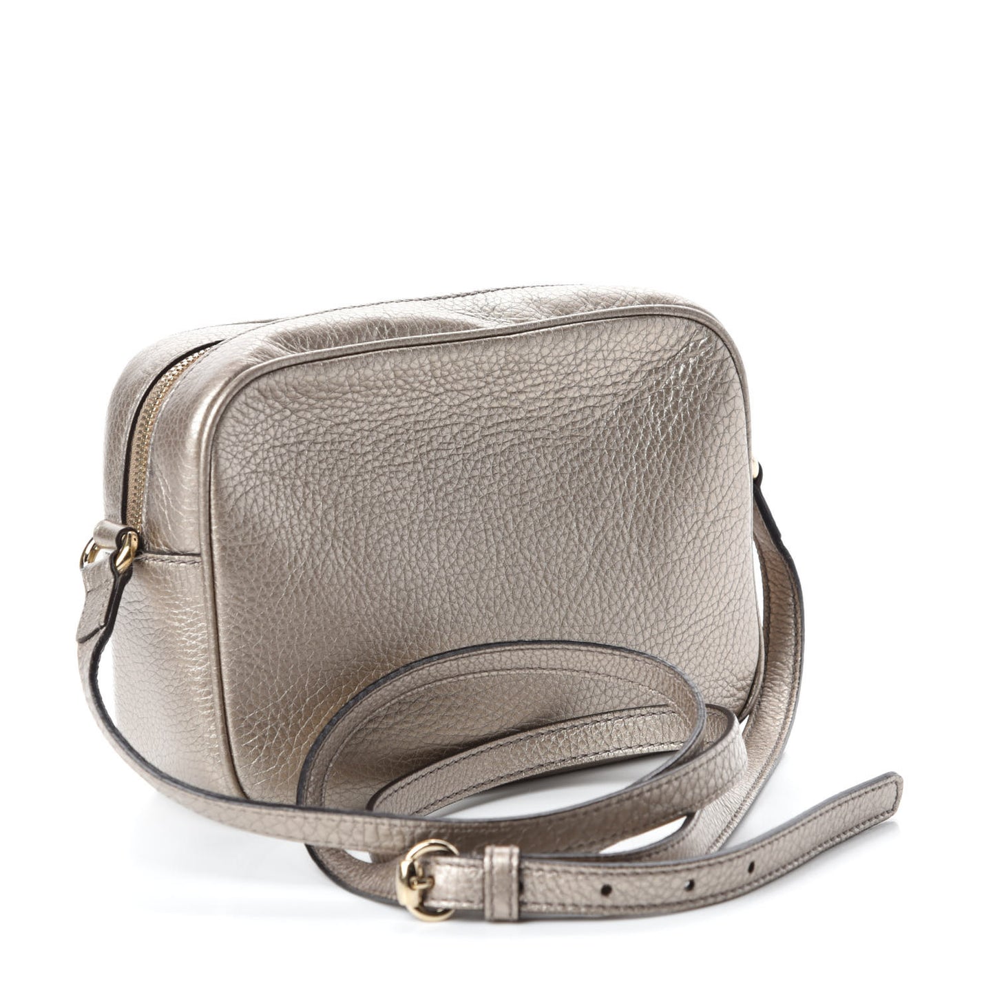 Metallic Pebbled Calfskin Small Soho Disco Bag Golden Beige