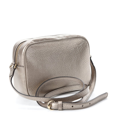Gucci Metallic Pebbled Calfskin Small Soho Disco Bag Golden Beige 3 of 14