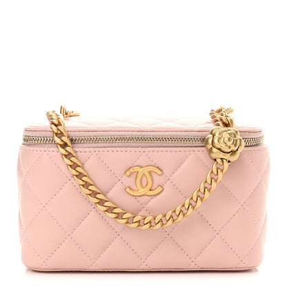 Chanel Lambskin Quilted Sweet Camellia Small Vanity Case With Chain Pink 1 of 12