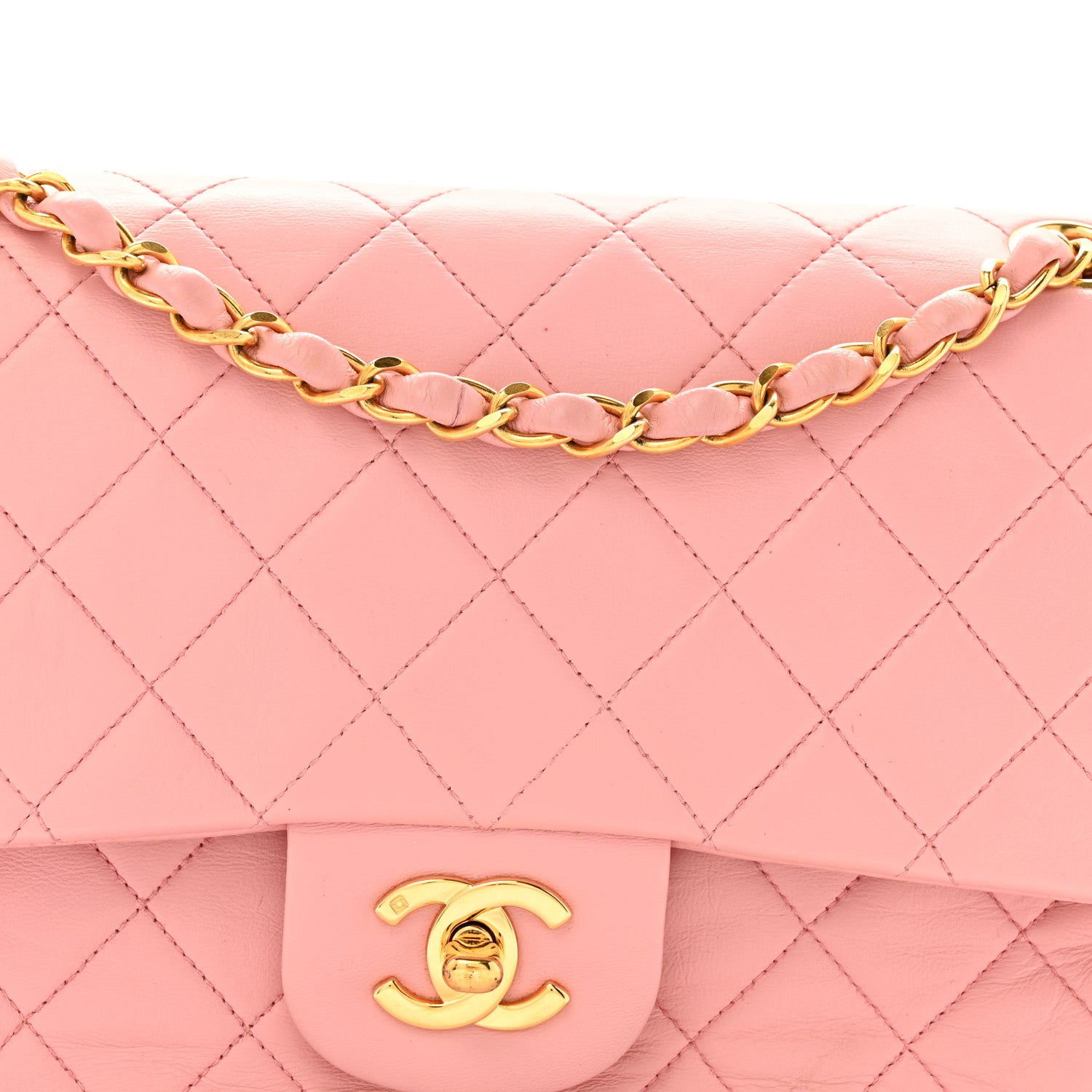 Chanel Lambskin Quilted Medium Double Flap Light Pink 1800553