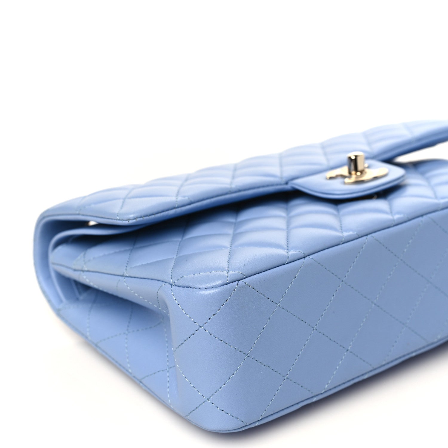 Chanel Lambskin Quilted Medium Double Flap Light Blue 7 of 8