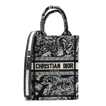 Christian Dior Canvas Toile de Jouy Reverse Embroidered Mini Book Tote Phone Bag Blue 1 of 9