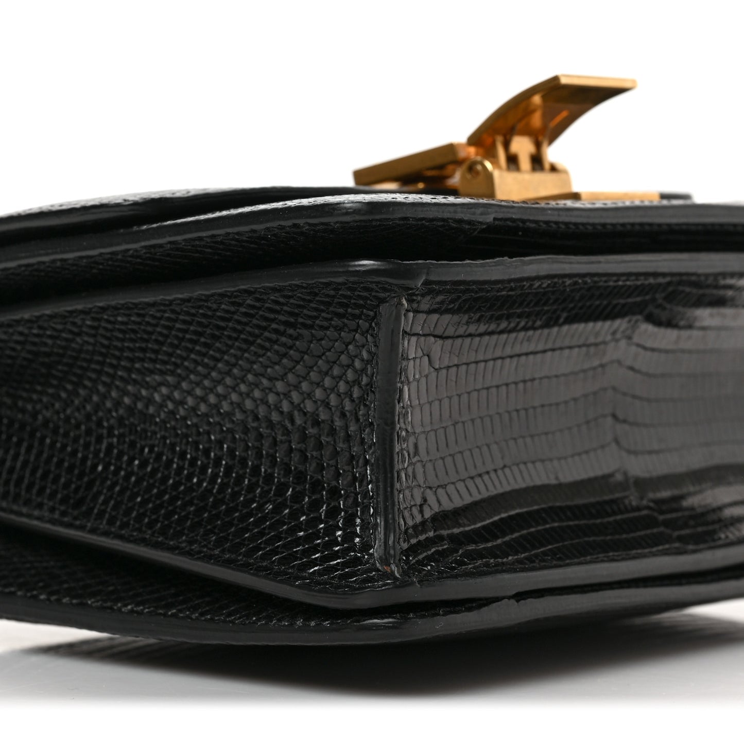 Lizard Small Classic Box Flap Bag Black