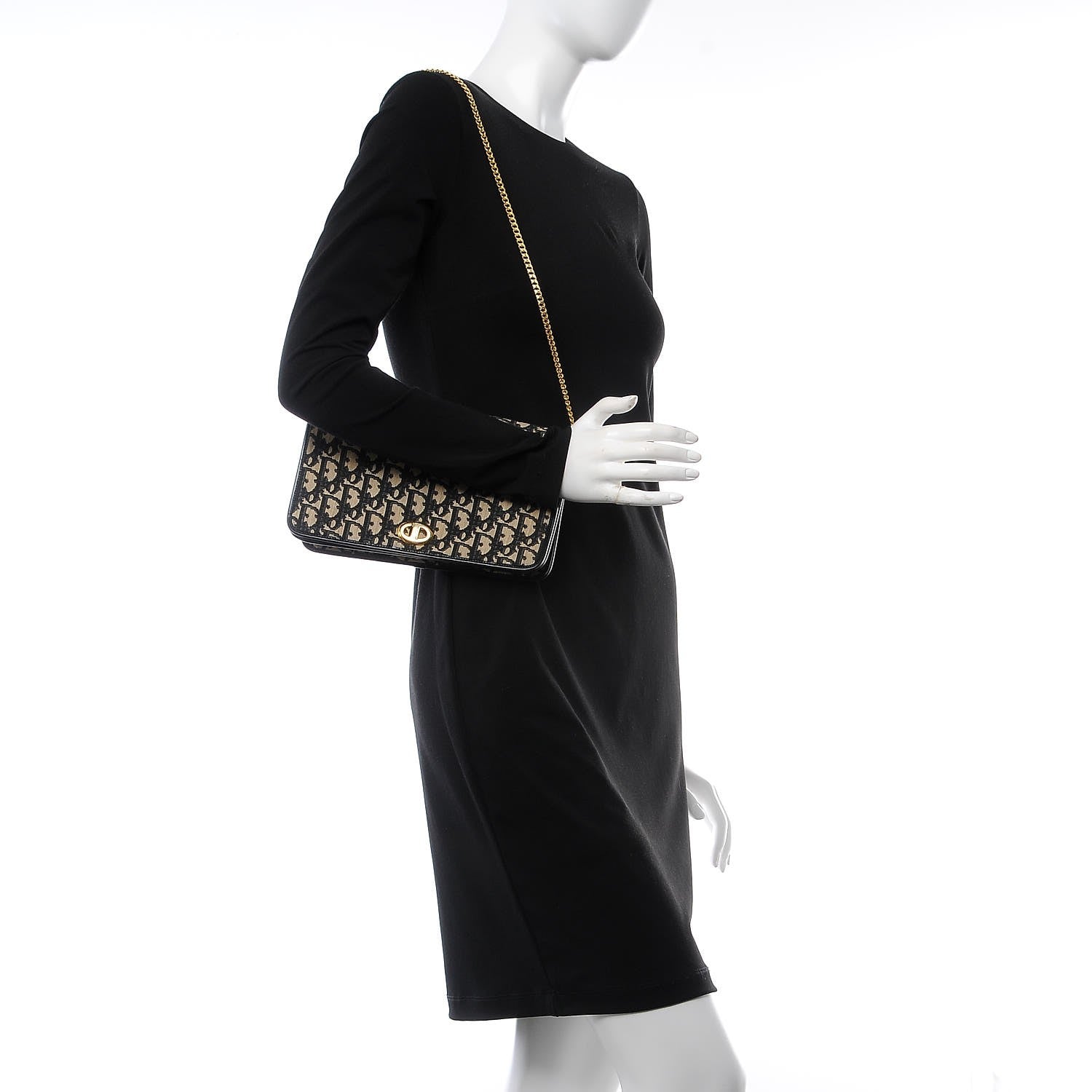 Christian Dior Monogram Chain Flap Black 2 of 8