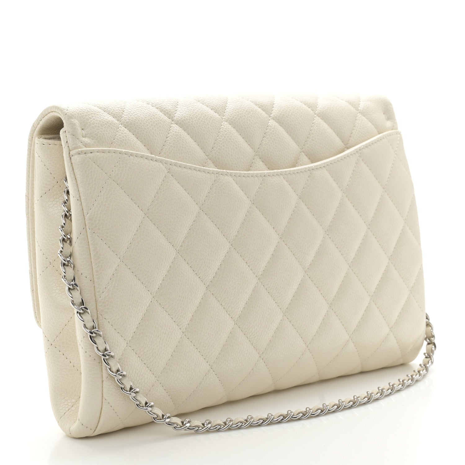 Chanel Pearly Caviar Quilted Clutch With Chain Flap Dark White 3 of 11