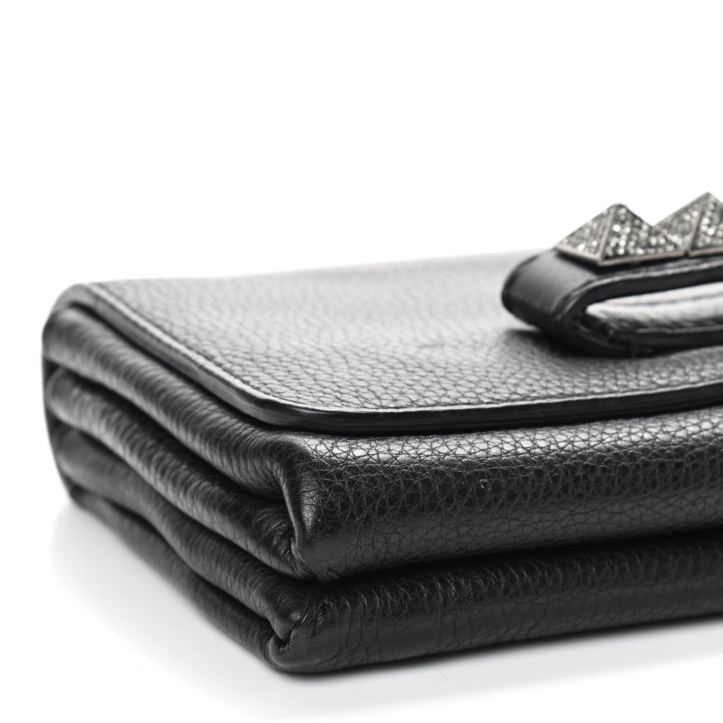 Pebbled Calfskin Crystal Studs Va Va Voom Shoulder Bag Black