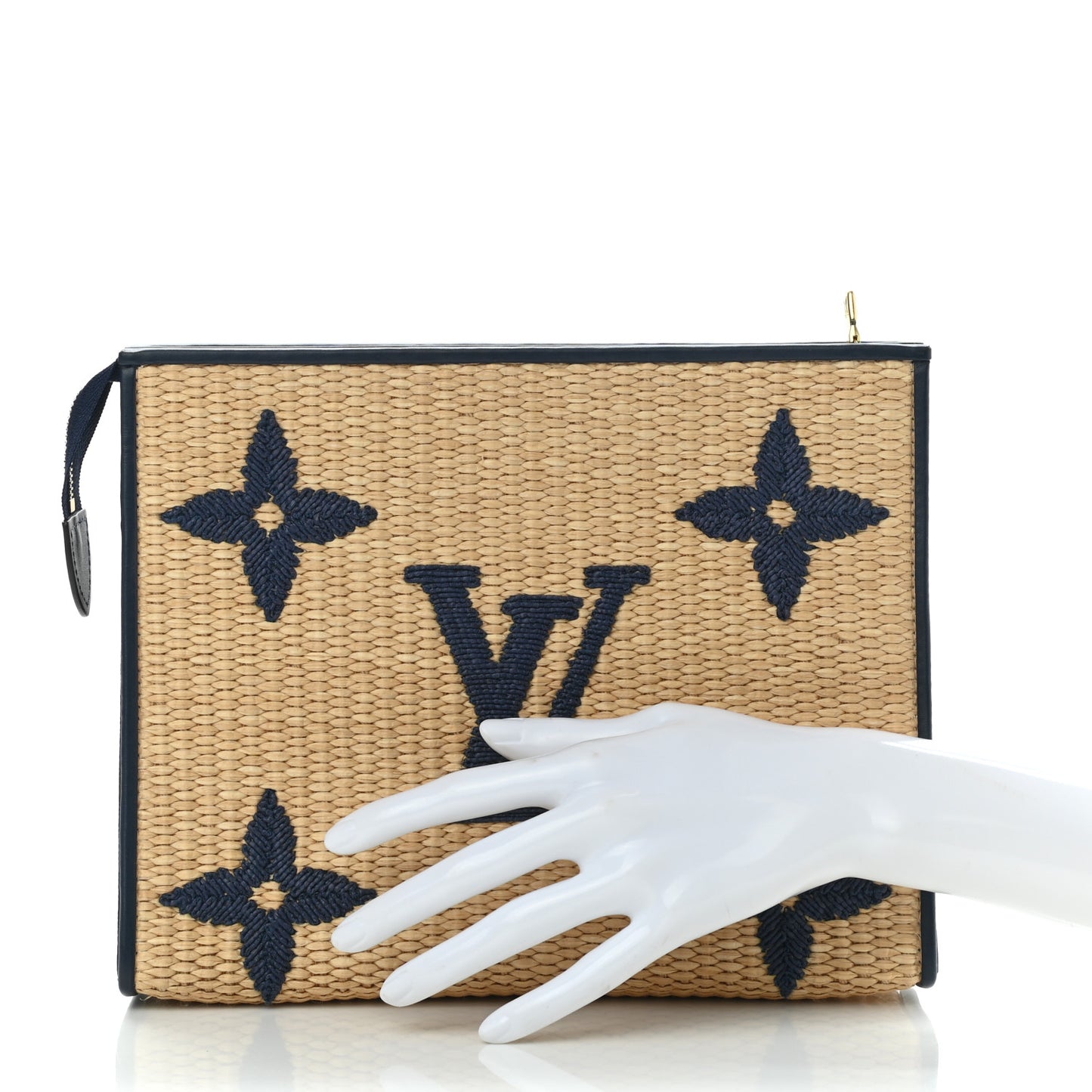 Raffia Calfskin Monogram Giant Toiletry Pouch 26 Blue