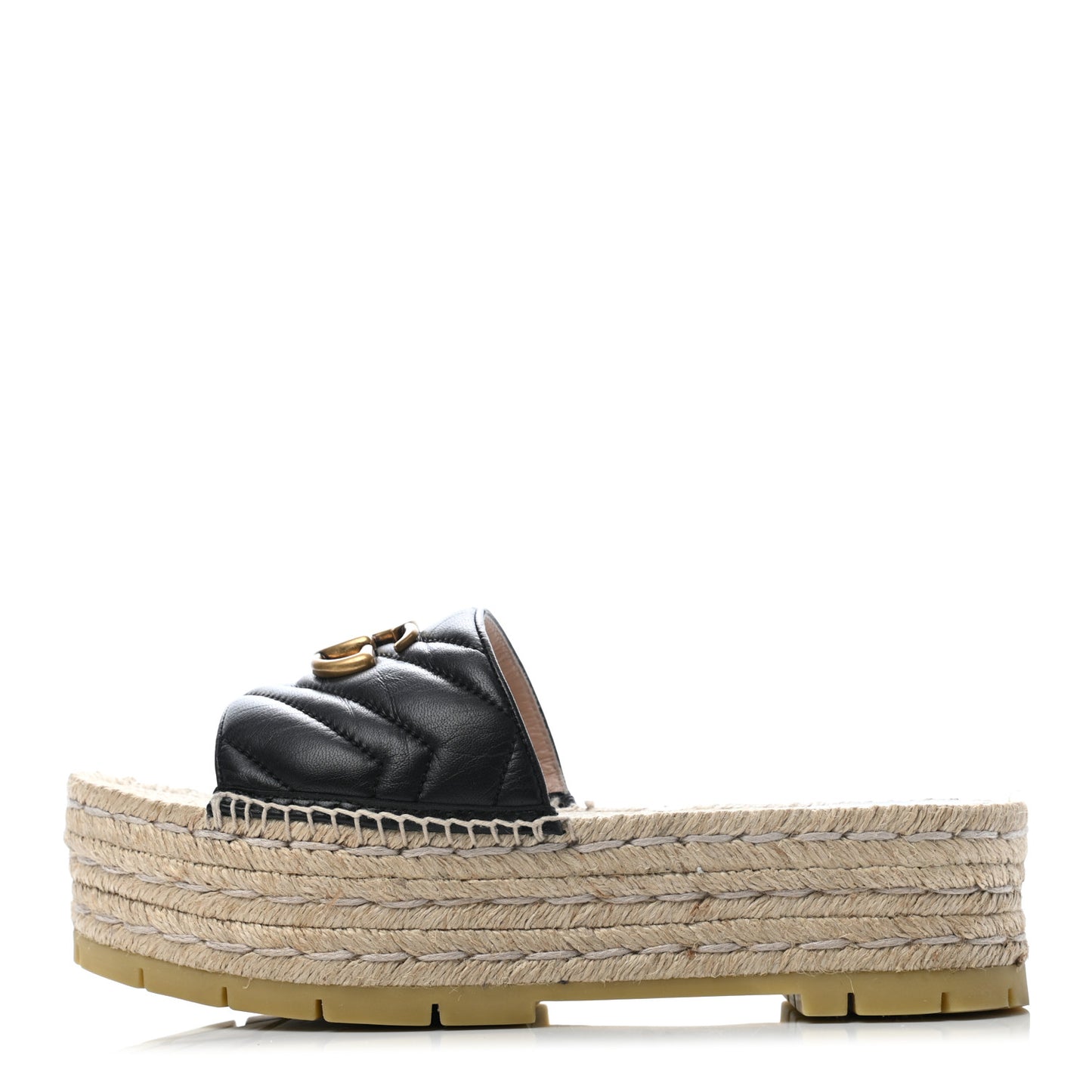 Nappa Matelasse GG Marmont Platform Espadrille Slide Sandals 39 Black