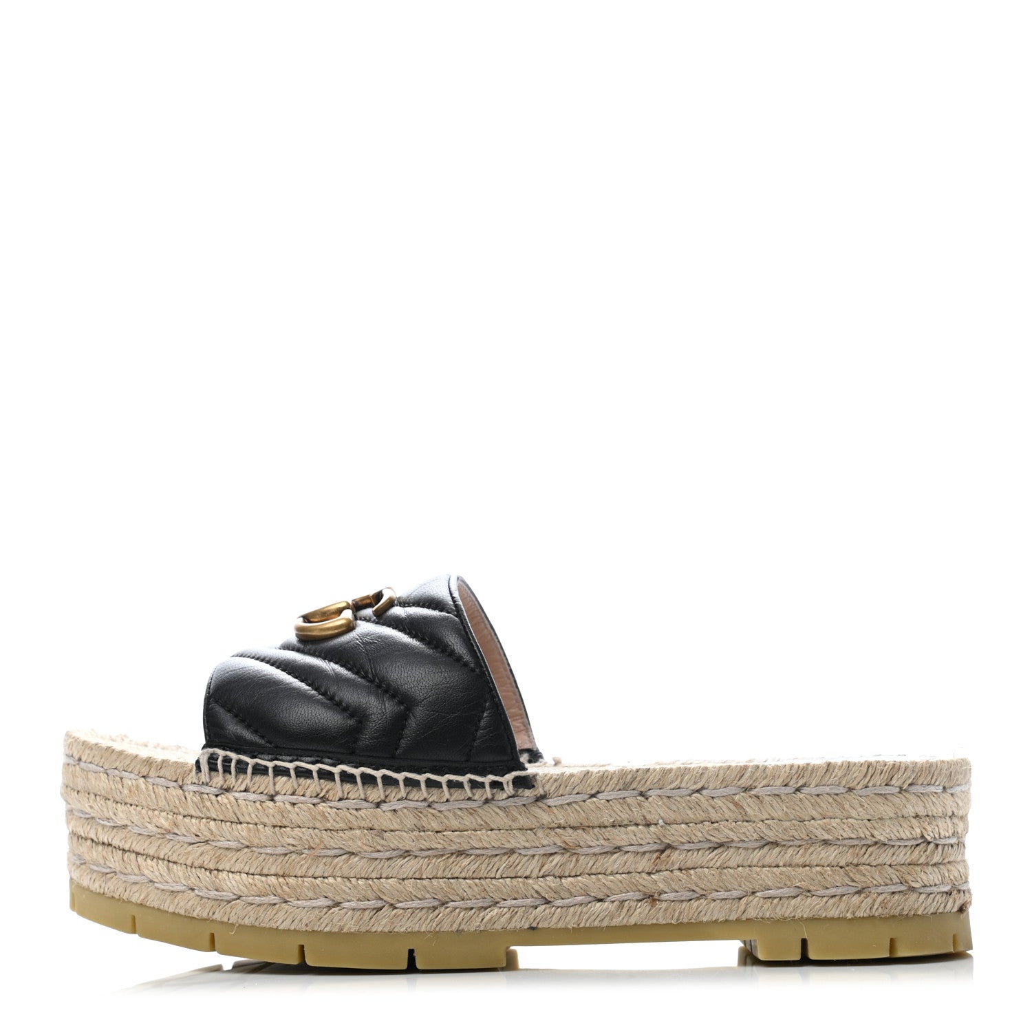 Gucci Nappa Matelasse GG Marmont Platform Espadrille Slide Sandals 39 Black 1 of 7