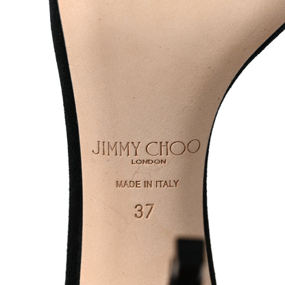 Jimmy Choo Suede Jewel Dochas 100 Open Toe Sandals 37 Black 6 of 9