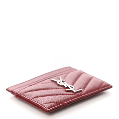 Saint Laurent Grain De Poudre Matelasse Chevron Monogram Credit Card Case Opyum Red 4 of 7