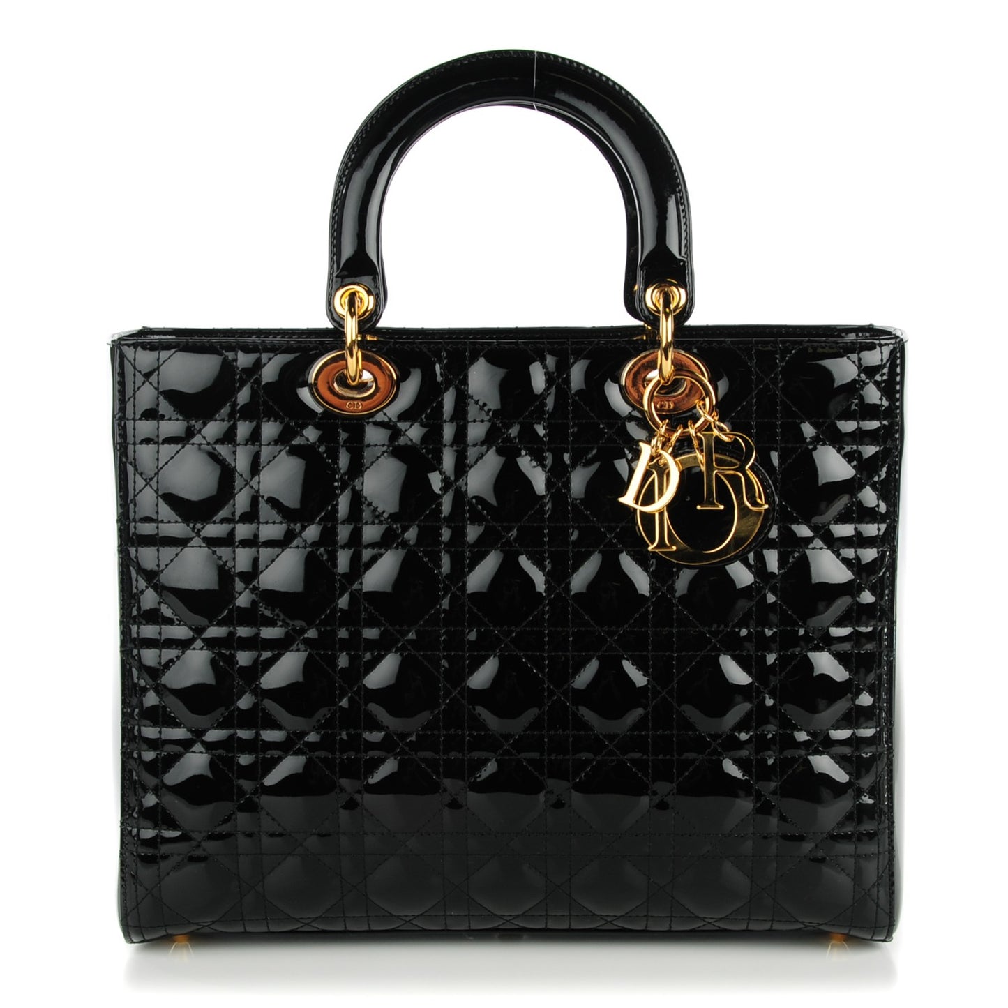 Patent Cannage Large Lady Dior Black
