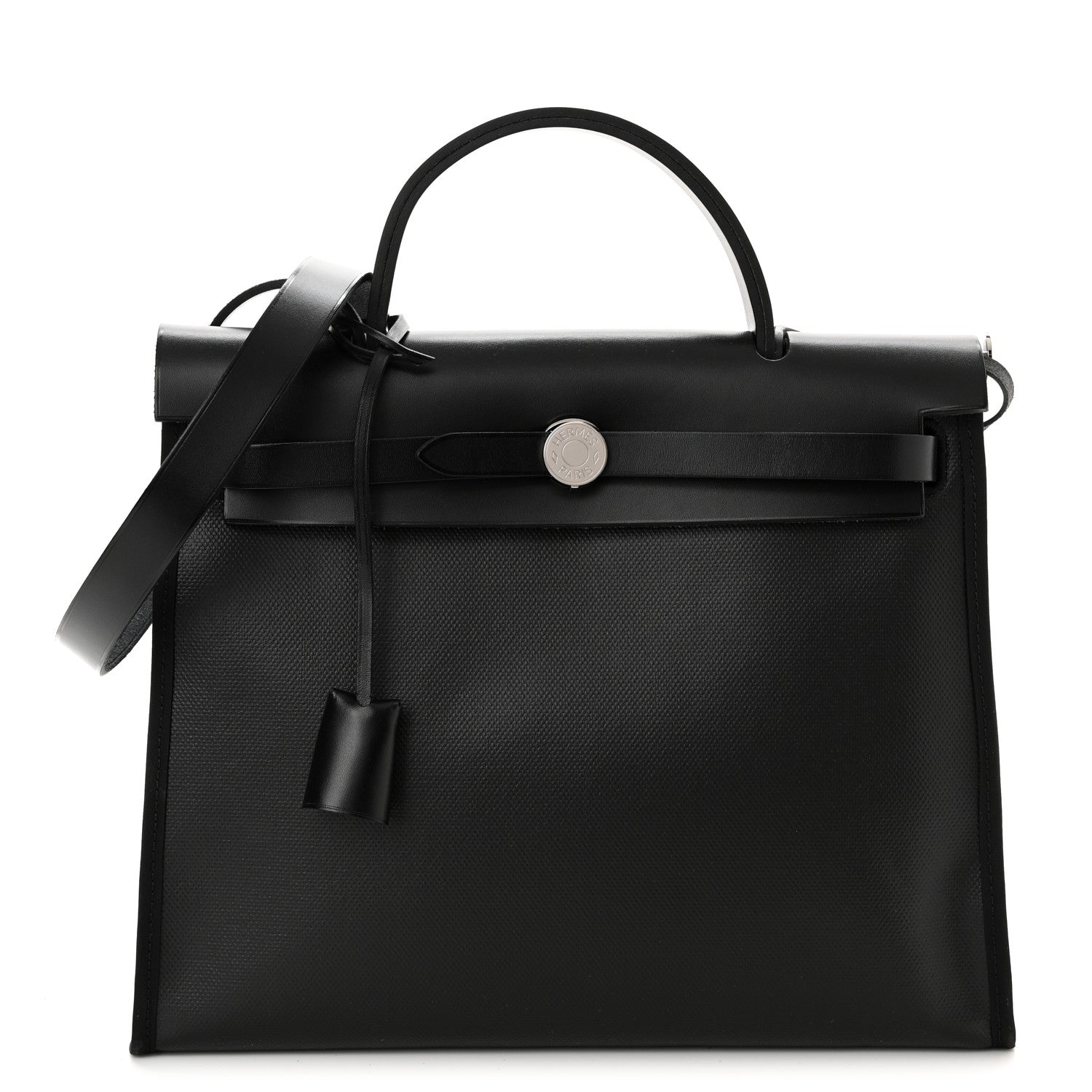 Hermes Toile H Berline Vache Hunter Herbag Zip PM 31 Black Ecru 2 of 11