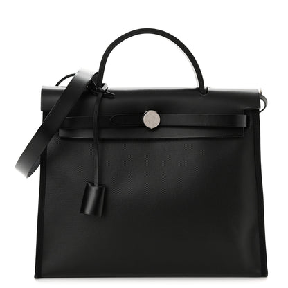 Hermes Toile H Berline Vache Hunter Herbag Zip PM 31 Black Ecru 2 of 11