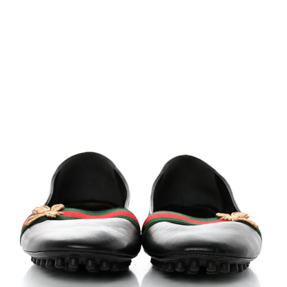 Gucci Calfskin Bayadere Bee Ballerina Flats 39.5 Black 2 of 10