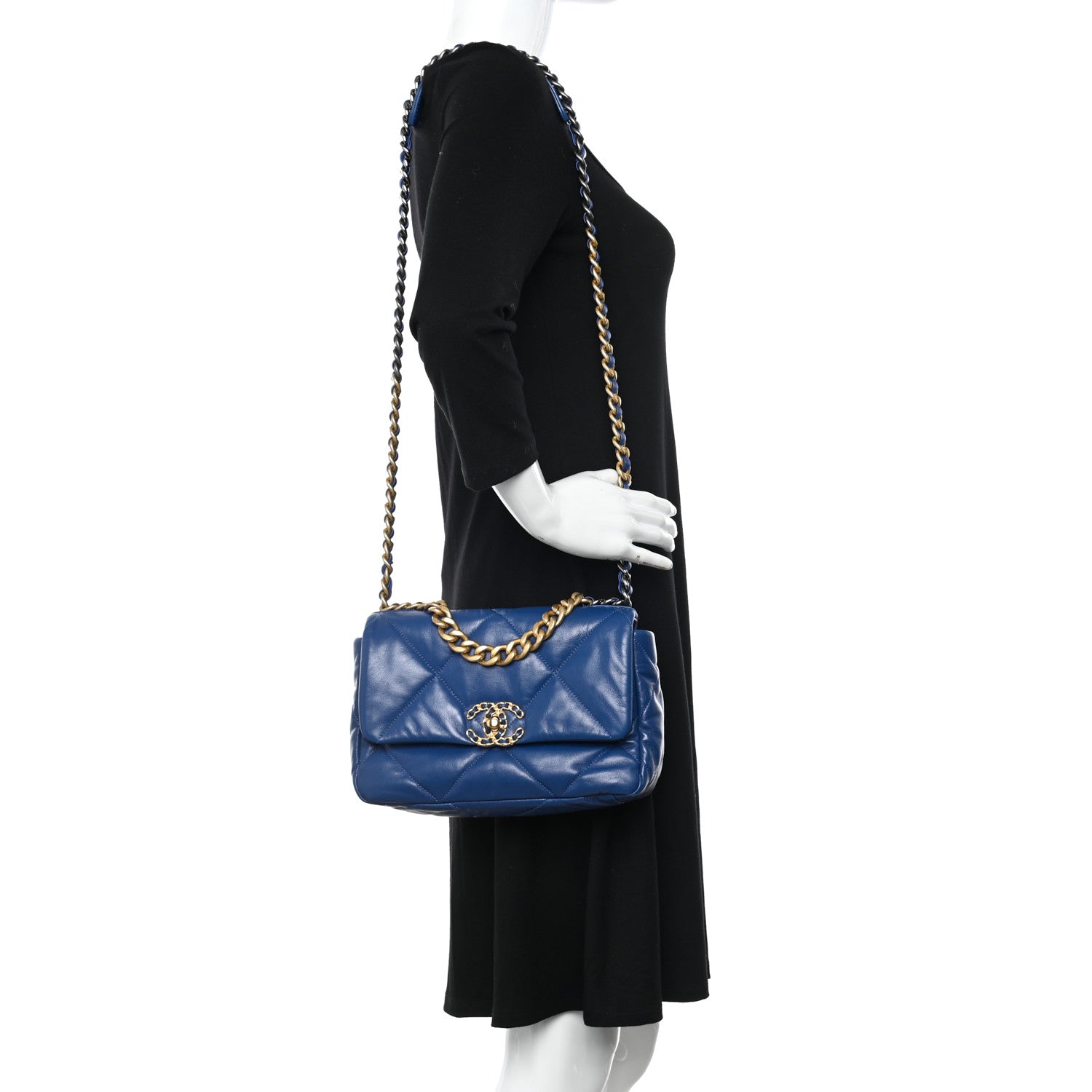 Chanel Lambskin Quilted Medium Chanel 19 Flap Blue 2 of 10