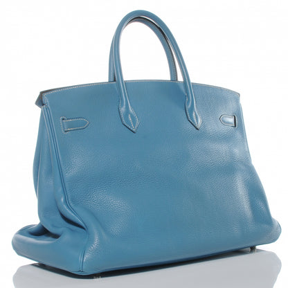 Hermes Taurillon Clemence Birkin 40 Blue Jean 3 of 10