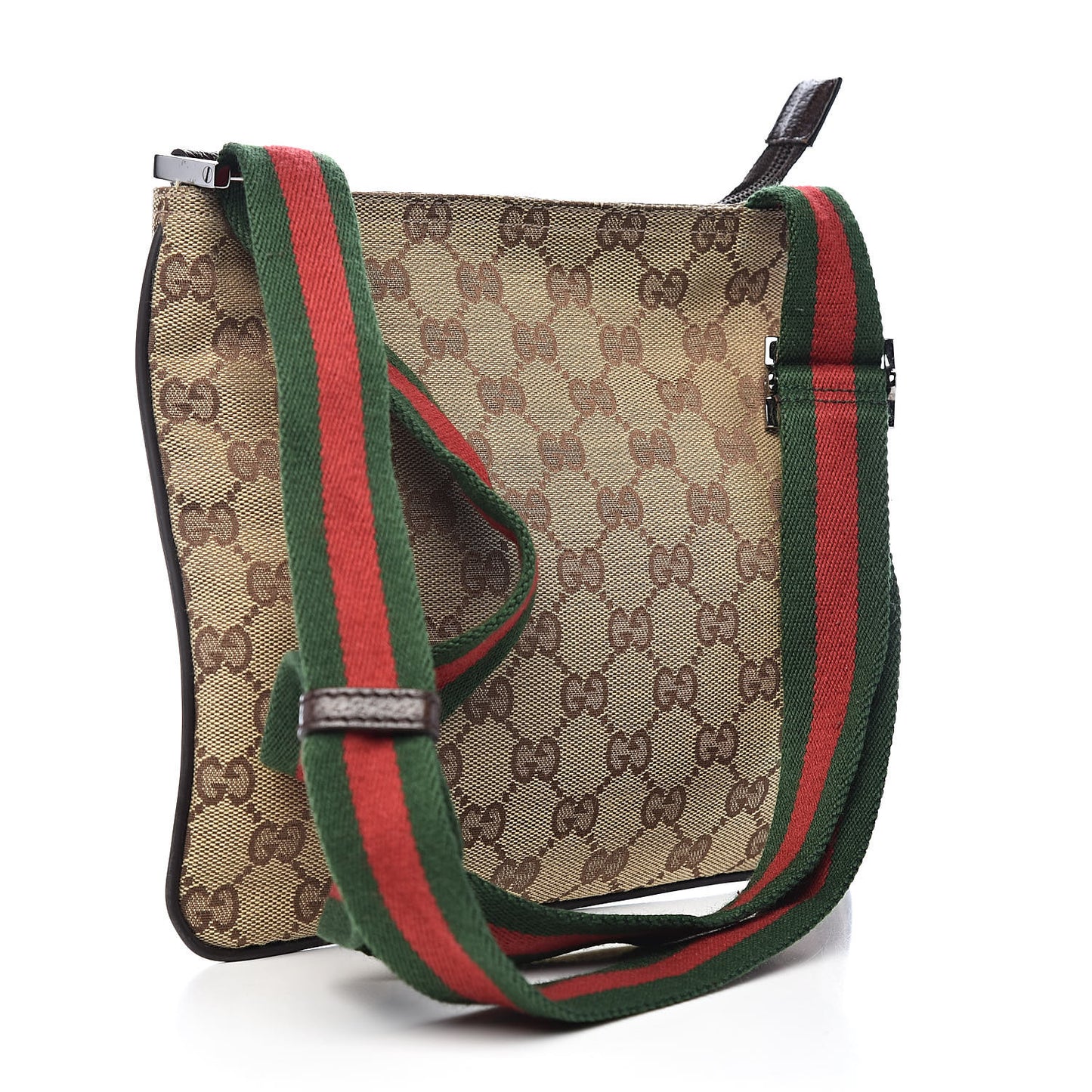 Monogram Web Small Flat Messenger Bag Brown