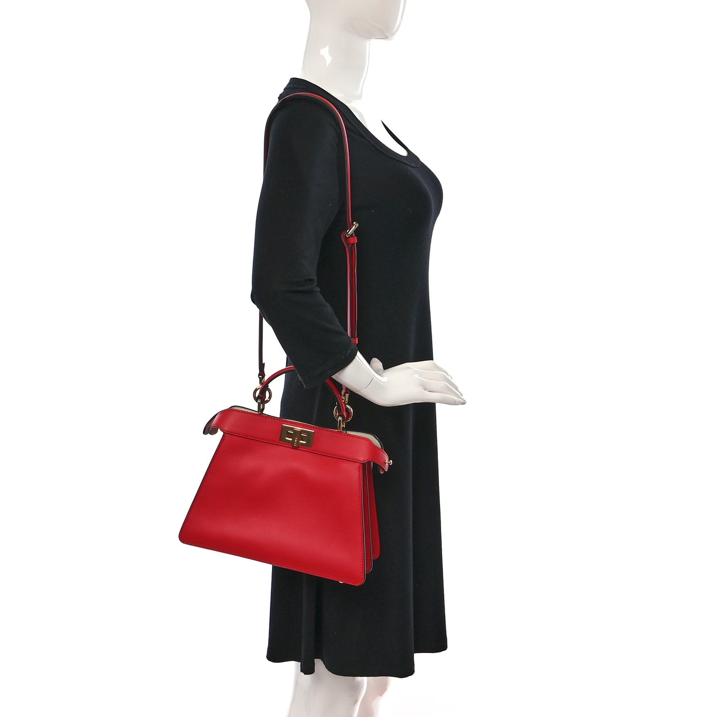 Vitello Seta Nappa Chinese Valentines Day Karligraphy Small Peekaboo I SEE U Satchel Rosso Cardinale Panna