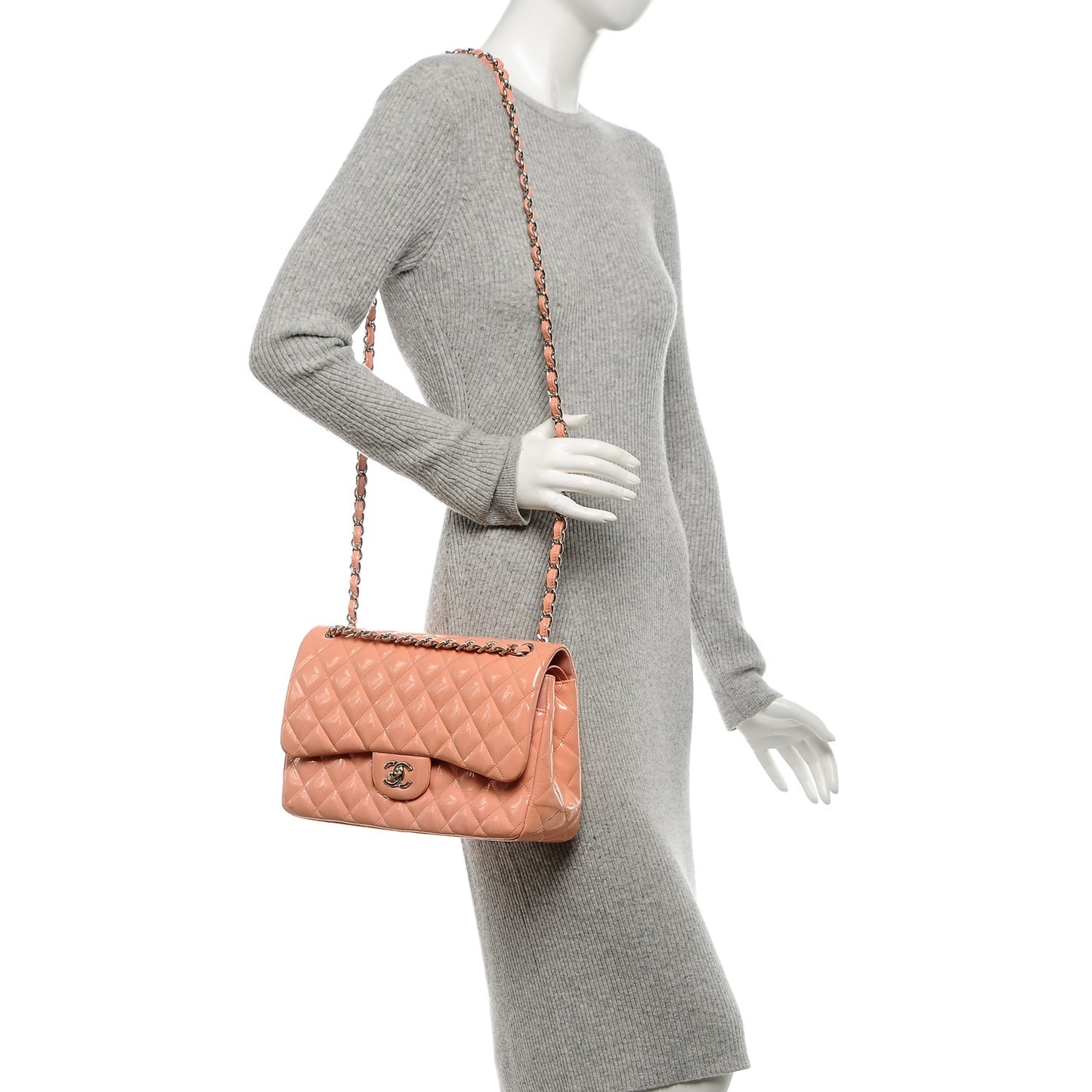 Patent Quilted Jumbo Double Flap Pink