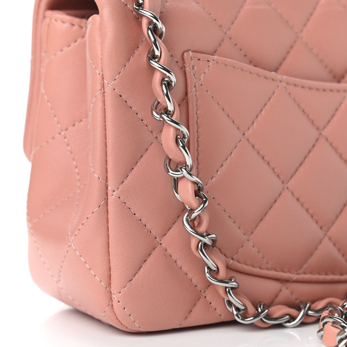 Lambskin Quilted Mini Rectangular Flap Dark Pink