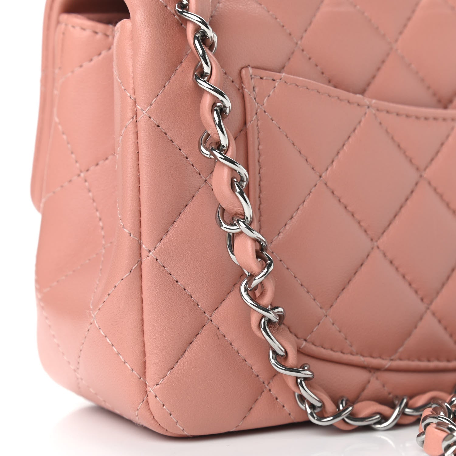 Chanel Lambskin Quilted Mini Rectangular Flap Dark Pink 10 of 10