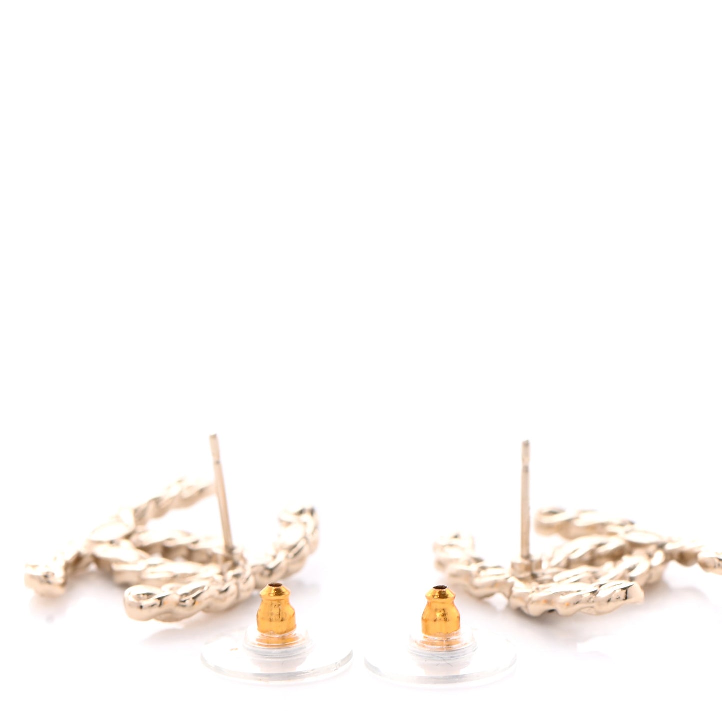 Enamel Metal Chain French New Wave CC Earrings Black Gold