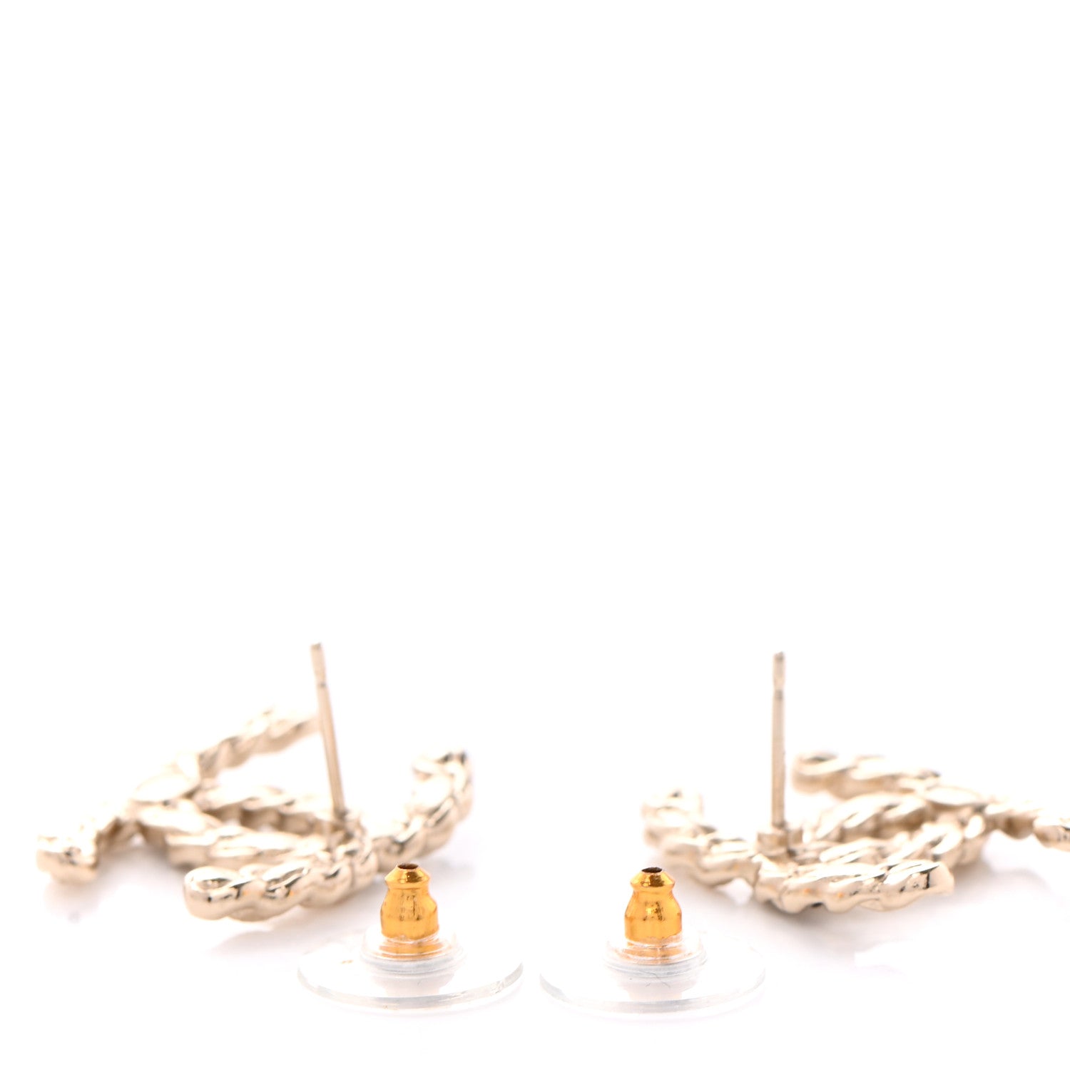 Chanel Enamel Metal Chain French New Wave CC Earrings Black Gold 3 of 4