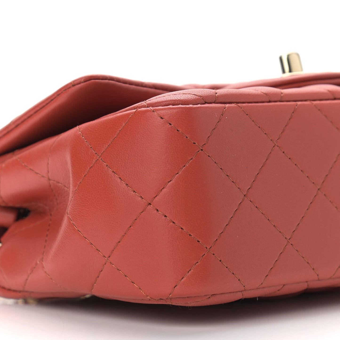 Lambskin Quilted Mini Rectangular Flap Brown