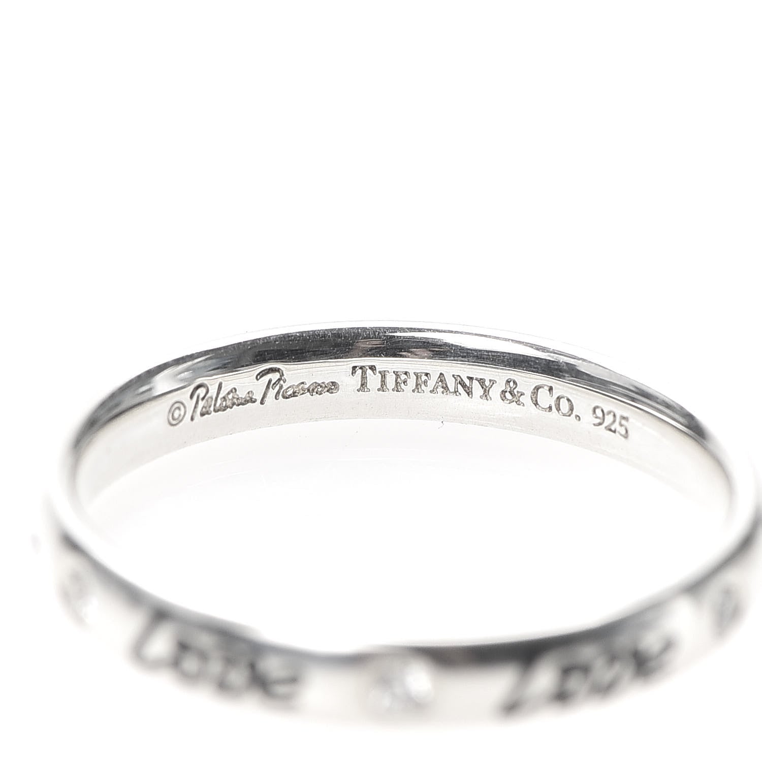 Tiffany Sterling Silver Enamel Diamond Paloma Picasso Love Band Ring 53 6.5 4 of 4