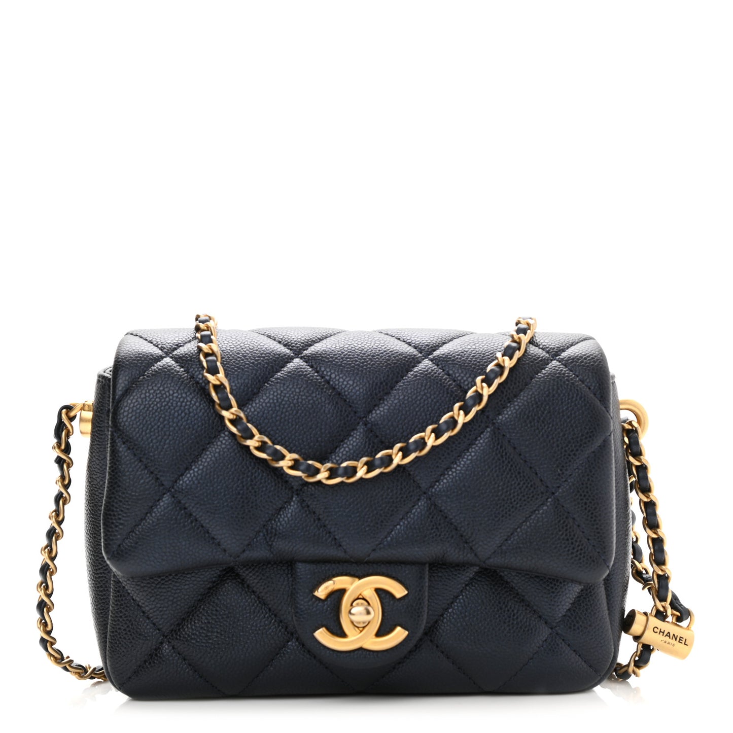 Iridescent Caviar Quilted Mini My Perfect Flap Black
