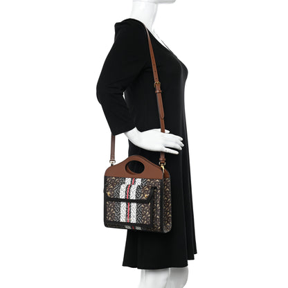 Burberry E-Canvas Monogram Stripe Mini Pocket Bag Bridle Brown 2 of 10