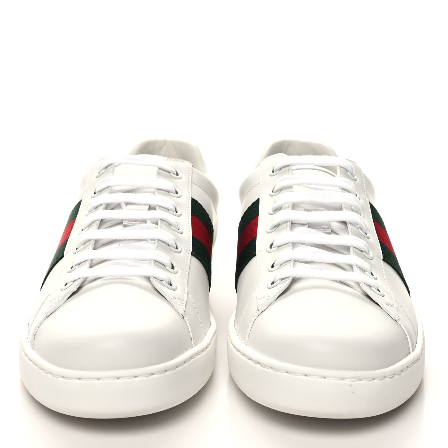 Gucci Calfskin Crocodile Web Mens Ace Sneakers 8.5 White Green 2 of 9