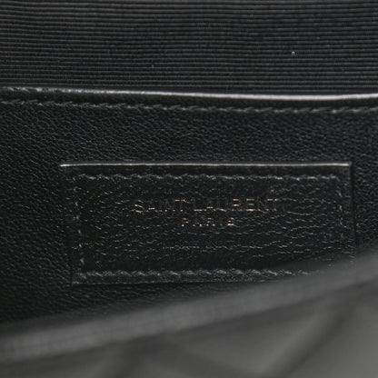 Saint Laurent Grain De Poudre Textured Mixed Matelasse Triquilt Small Monogram Satchel Black 7 of 12