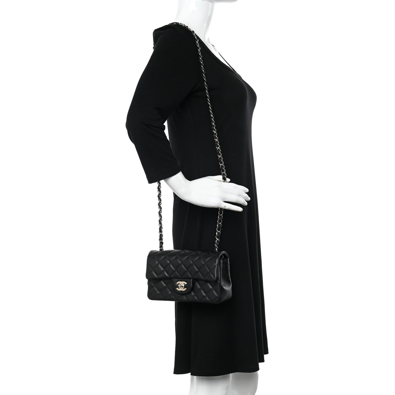 Chanel Lambskin Quilted Mini Rectangular Flap Black 2 of 12