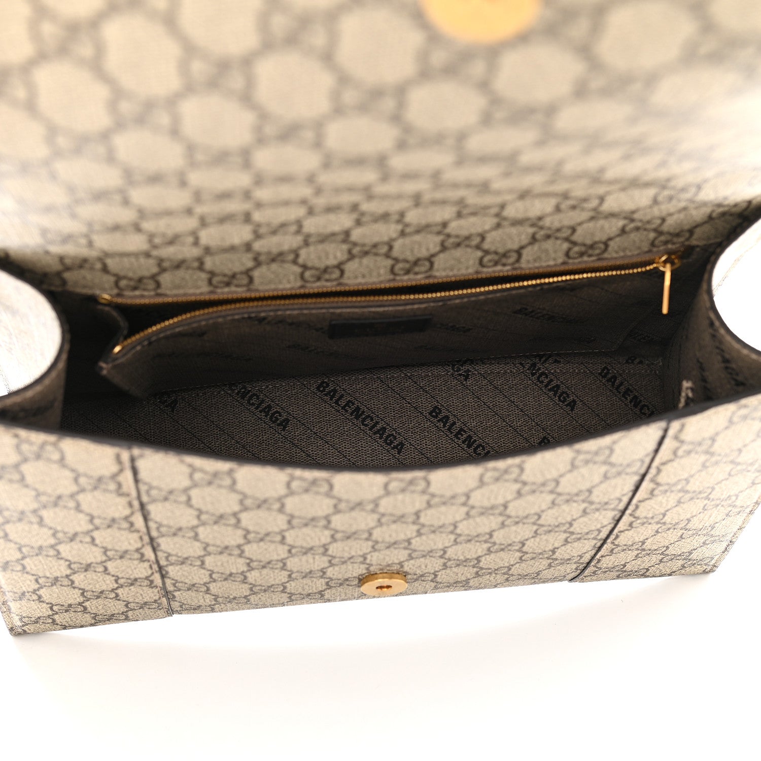Balenciaga X GUCCI GG Supreme Monogram Medium Hourglass Top Handle Bag Beige Ebony 5 of 8
